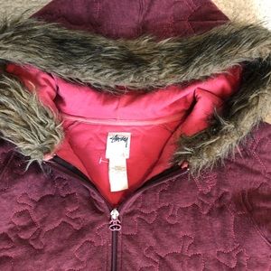 Stussy Full Zip Faux Fur lined Hoodie size Small